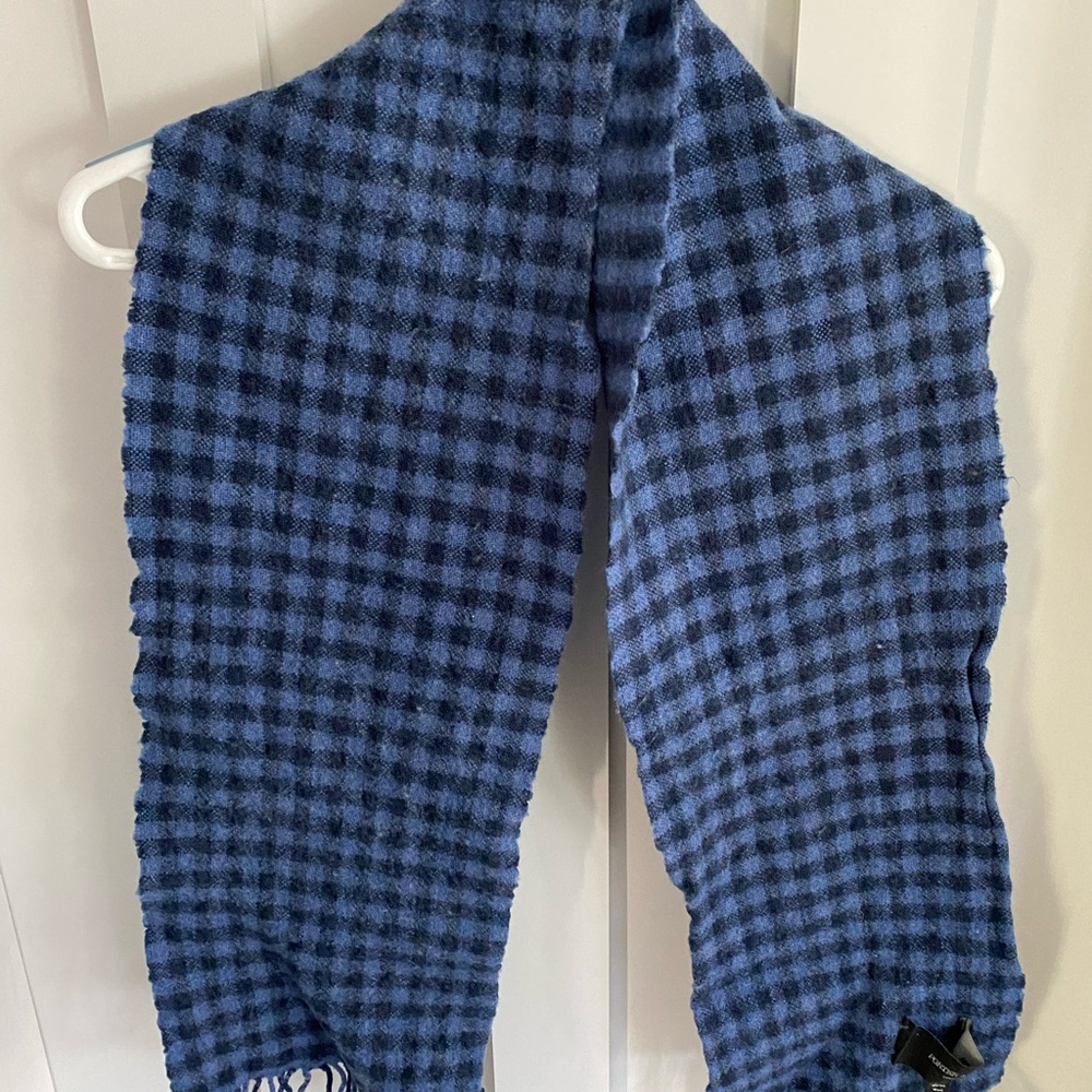 Porter & Ash London men’s scarf. Merino wool. Blue plaid